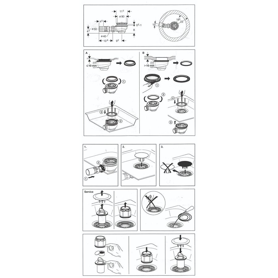 Douchebakafvoer Geberit Uniflex Extra Plat 90 mm Chroom