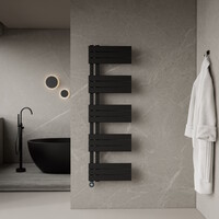 Elektrische Handdoekradiator BWS Russ Links aansluiting 755W 160x50 cm Mat Zwart