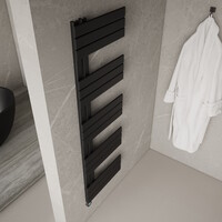 Elektrische Handdoekradiator BWS Russ Links aansluiting 755W 160x50 cm Mat Zwart
