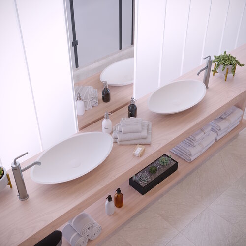 Opbouw Waskom Ideavit Solidjazz 60x35x9 cm Solid Surface Mat Wit 