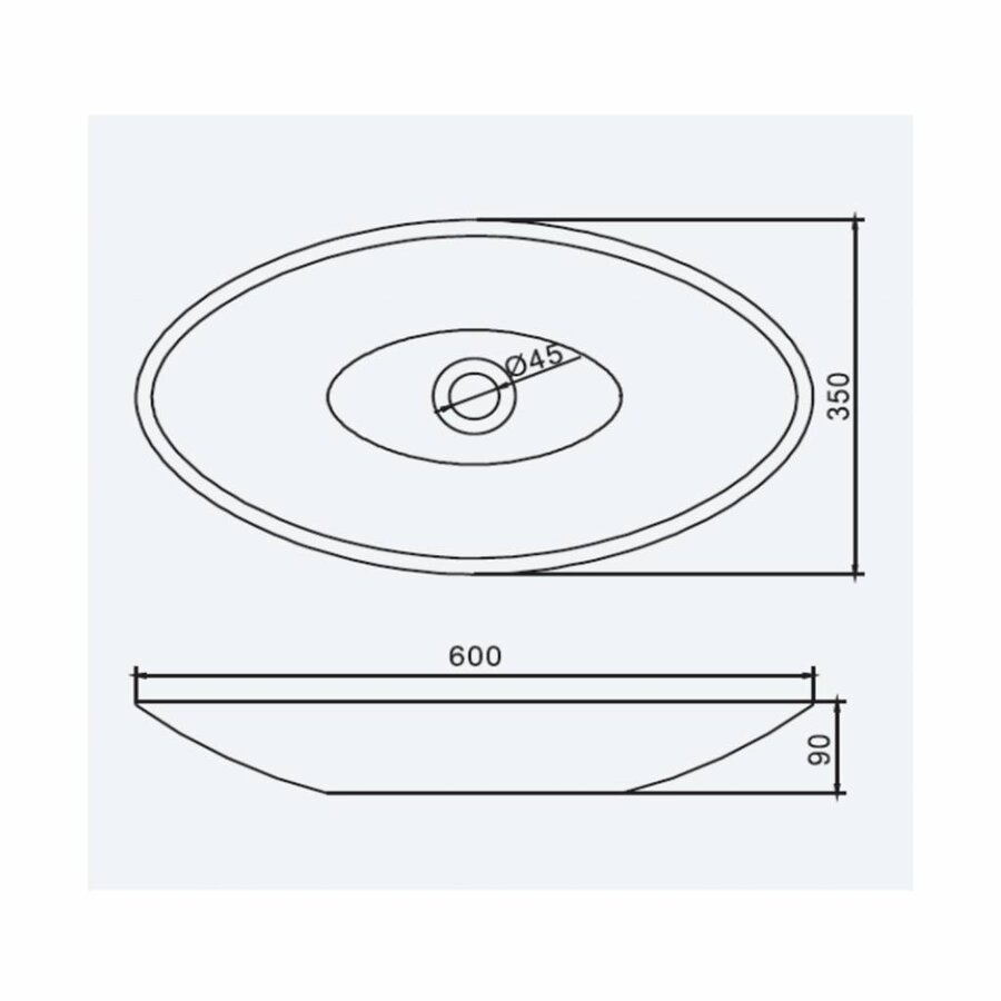 Opbouw Waskom Ideavit Solidjazz 60x35x9 cm Solid Surface Mat Wit