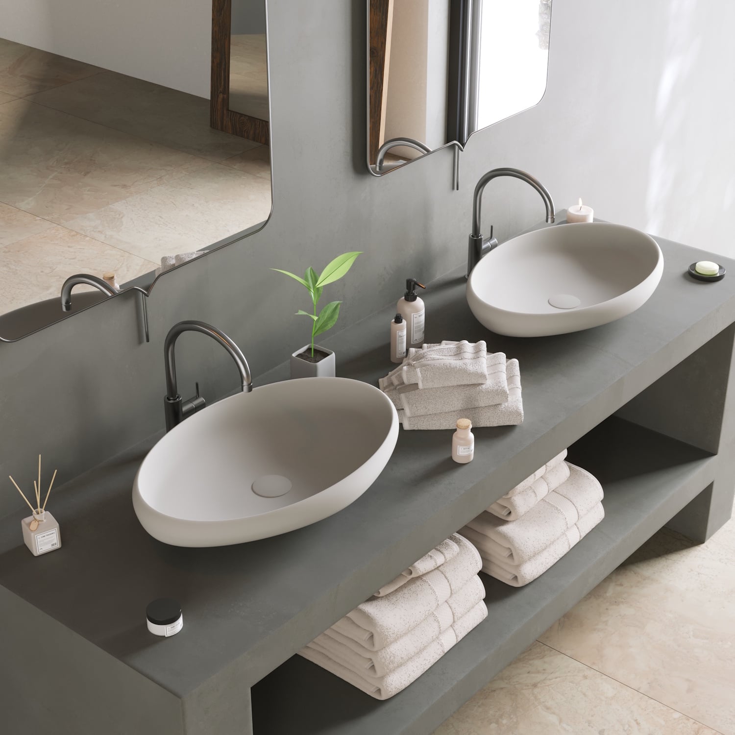 Opbouw Waskom Ideavit Solidego 60x40x11,2 cm Solid Surface Mat Wit Ideavit