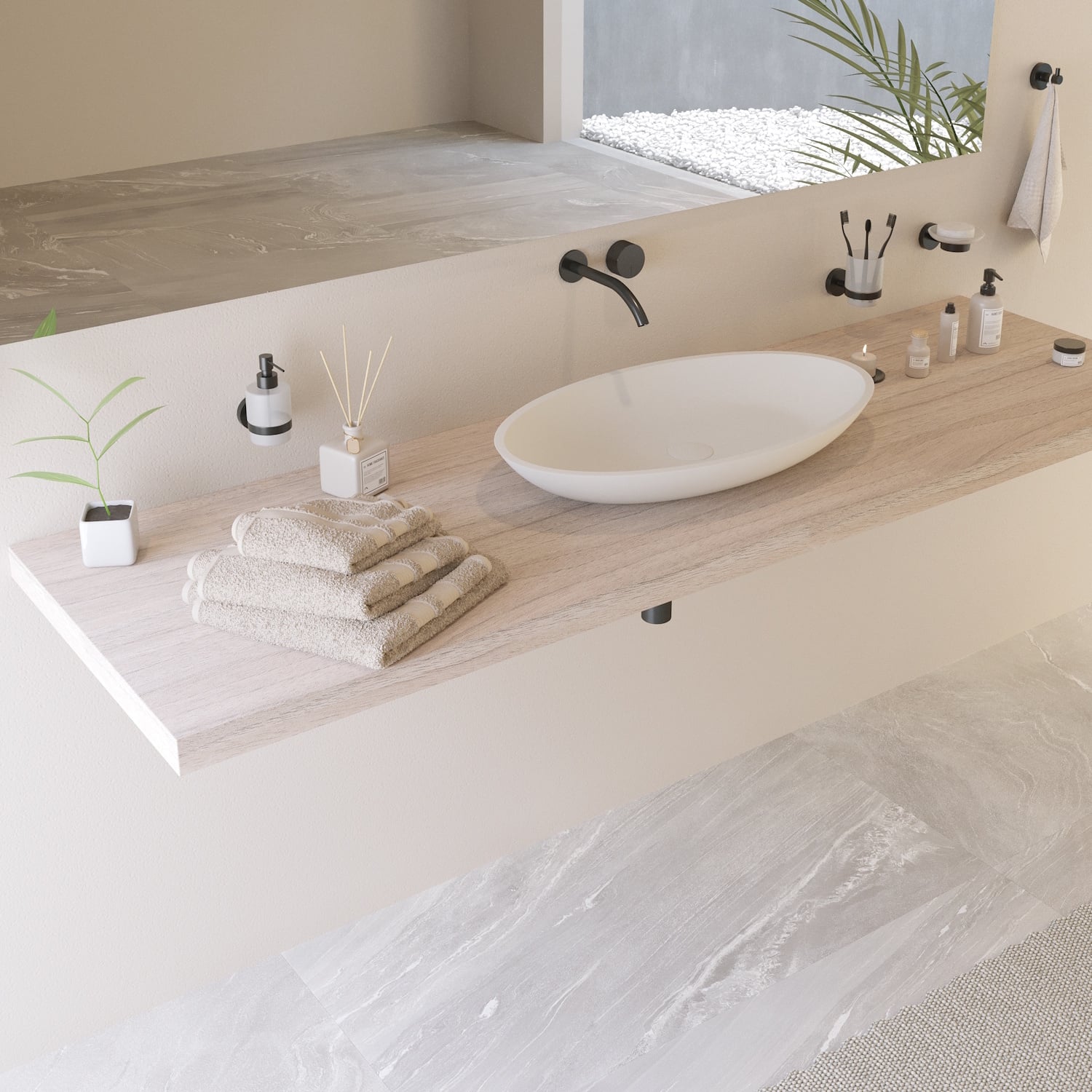 Opbouw Waskom Ideavit Solidjazz 70x40x9 cm Solid Surface Mat Wit Ideavit