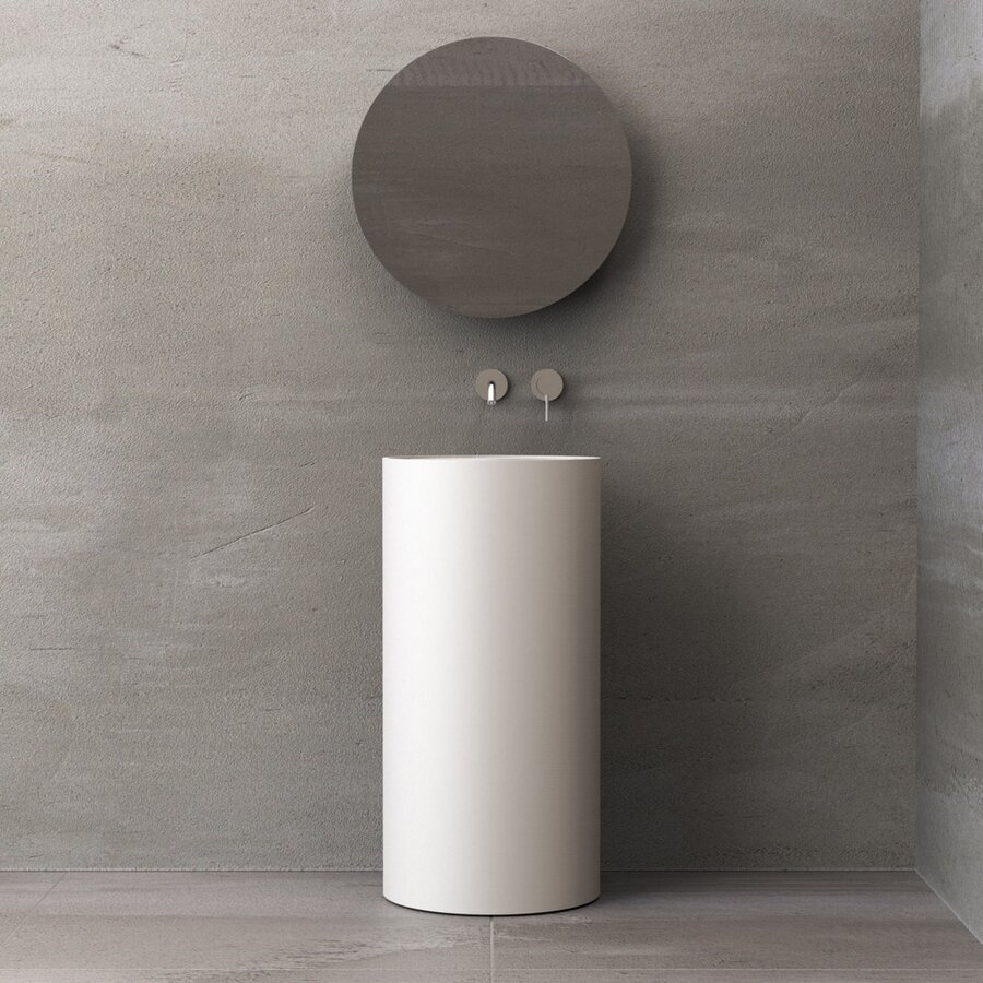 Waskom Ideavit Solidroll 45x45x90 cm Solid Surface Op Voetstuk Mat Wit