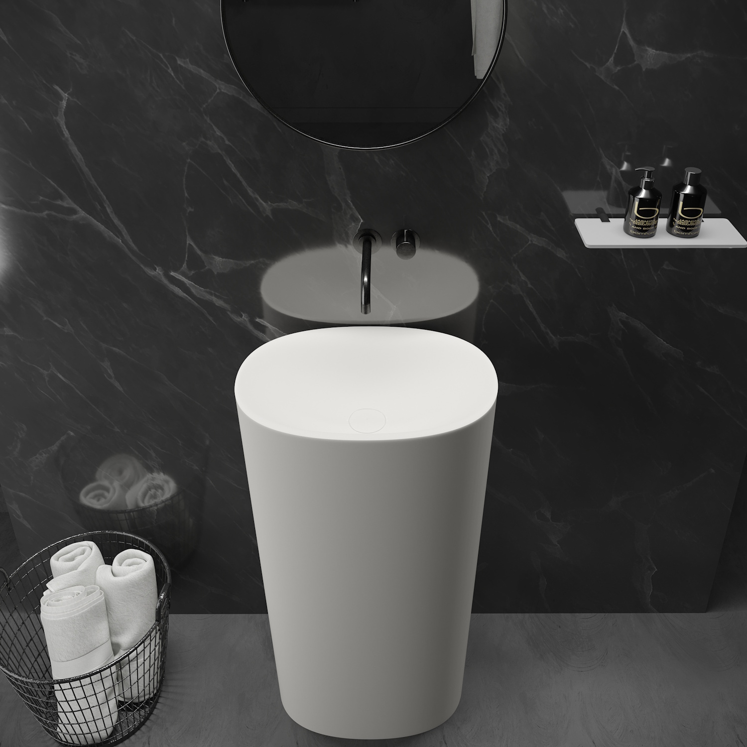 Wastafel Ideavit Colidcliff Staand Model 50x35x90 cm Solid Surface Mat Wit Ideavit