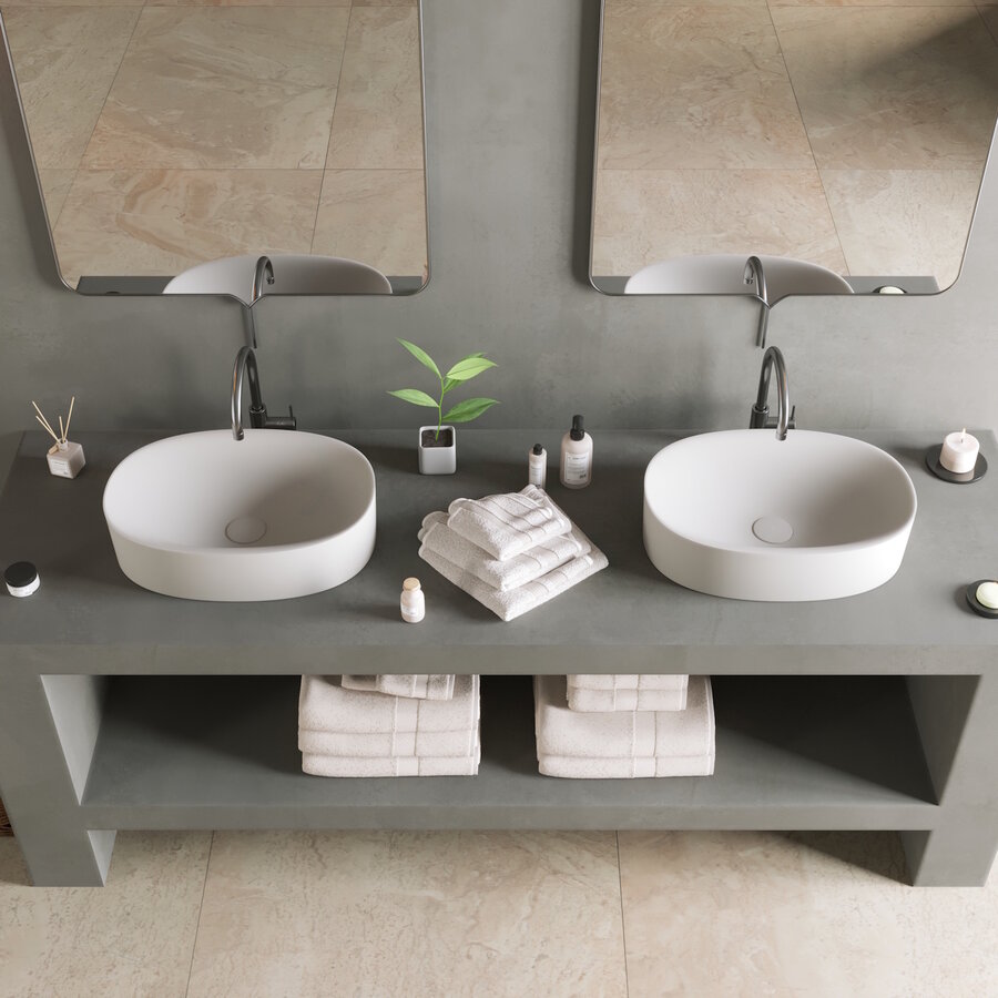 Wastafel Ideavit Colidcliff-50 Opbouw 50x35x12.5 cm Solid Surface Mat Wit