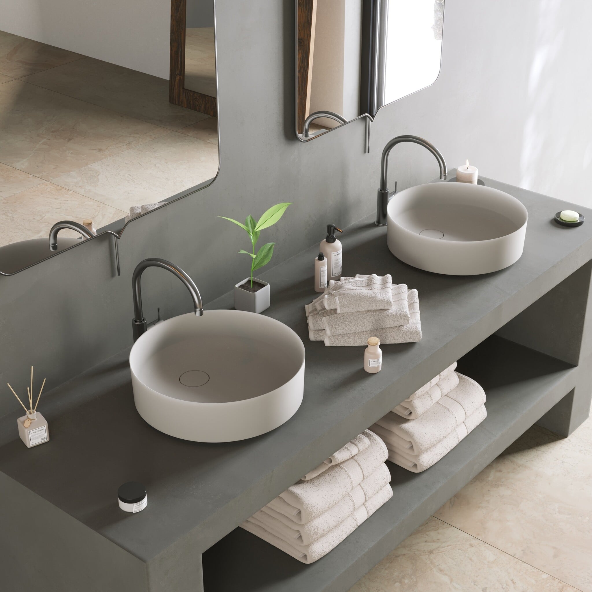 Opbouw Waskom Ideavit Solidfloat 40x40x12 cm Solid Surface Mat Wit Ideavit