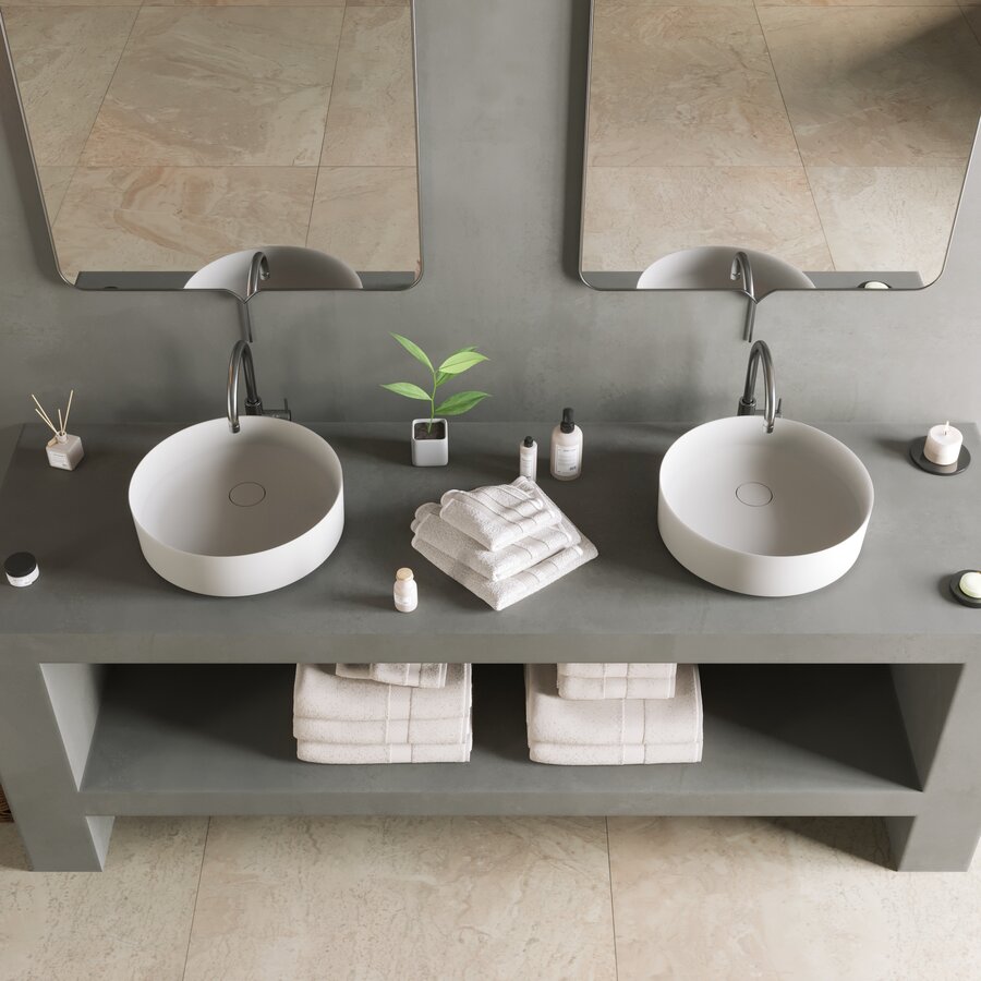 Opbouw Waskom Ideavit Solidfloat 40x40x12 cm Solid Surface Mat Wit