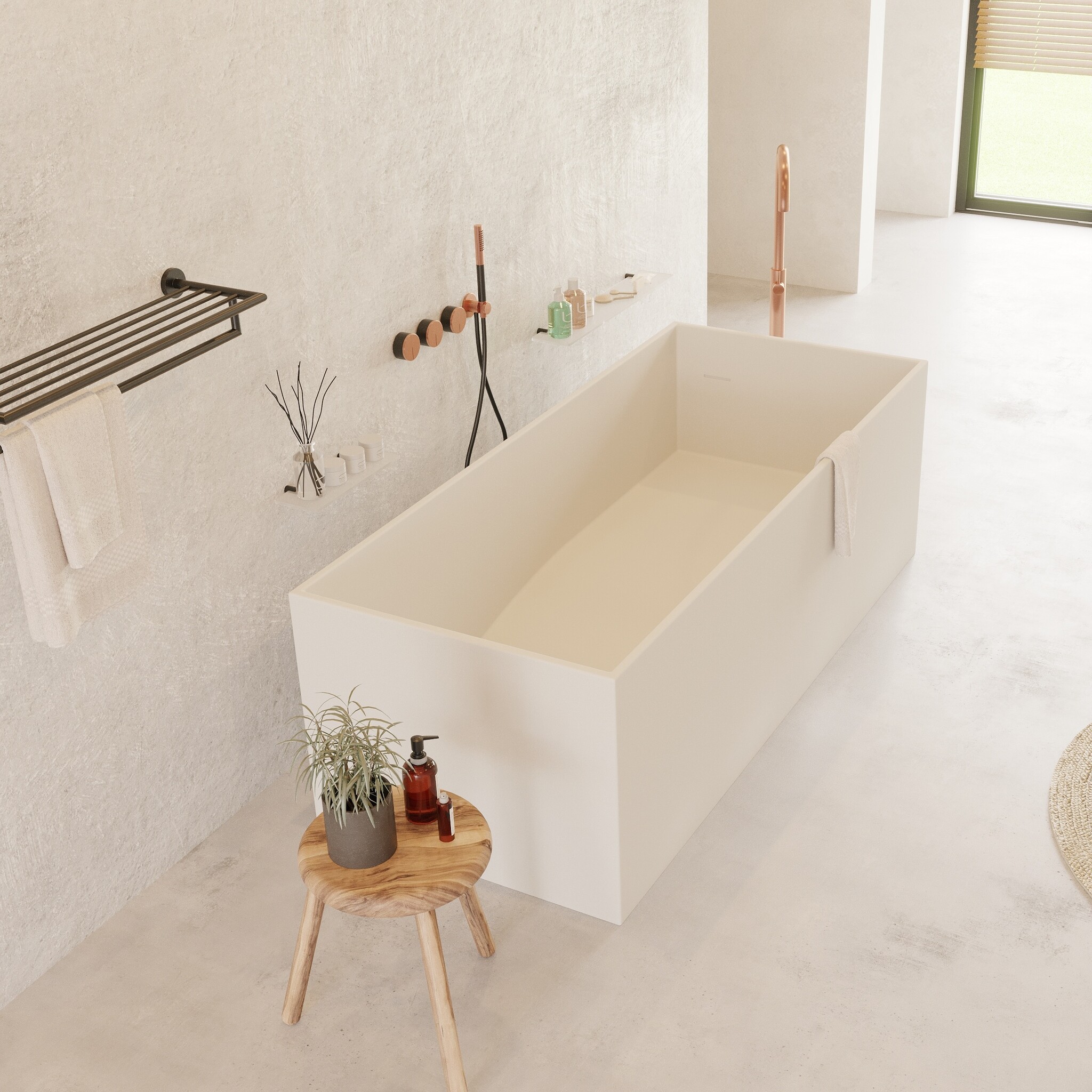 Ligbad Vrijstaand Ideavit Solidstar 170x72x55 cm Solid Surface Mat Wit Ideavit