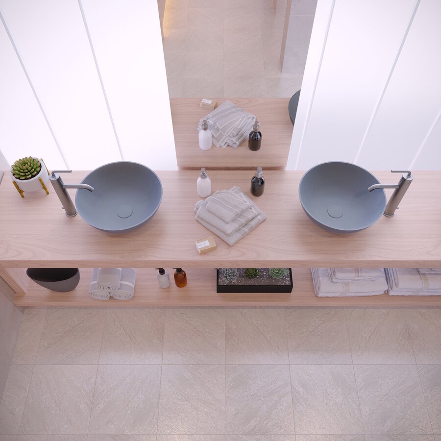 Opbouw Waskom Ideavit Solidthin 39x14,5 cm Solid Surface Mat Lichtgrijs