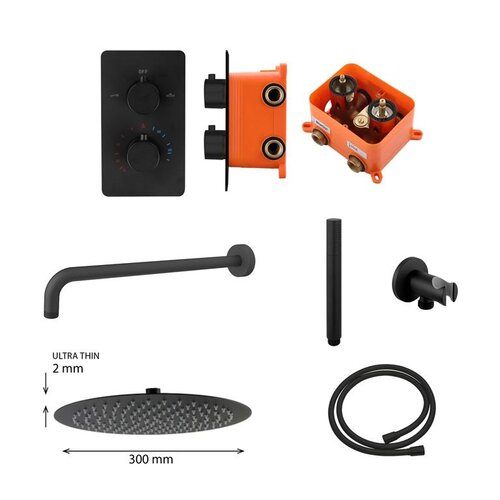 Regendouche Inbouwset Best Design 'One-Pack' Lacora M-300 Mat Zwart 