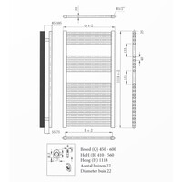 Radiator Sanicare Recht 111,8 x 45 cm Gunmetal