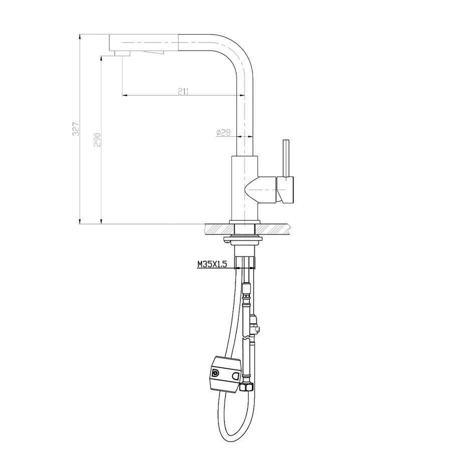 Reno Rvs Keukenmengkraan Met Uittrekbare Handdouche