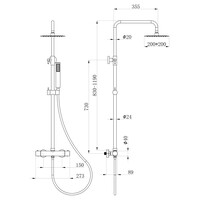Regendouche Wiesbaden Rombo Eco Twenty Opbouwset Thermostaatkraan 20cm Mat Zwart