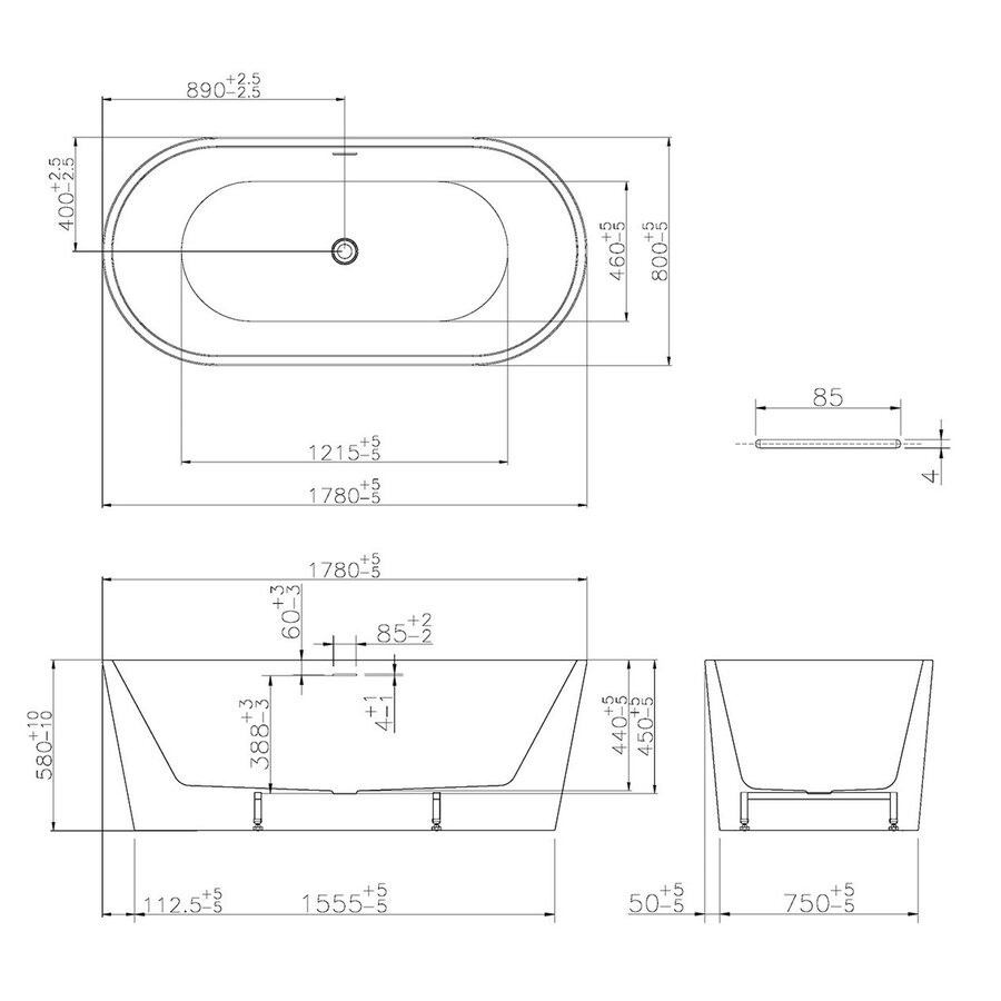 Whirlpool Libero 178x80 cm Luchtsysteem (afvoer optioneel)