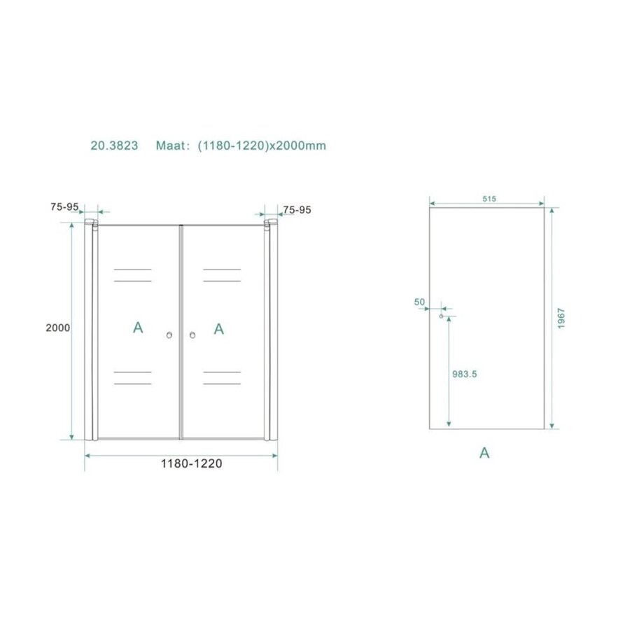 Dubbele Pendel-Nisdeur 6 Mm Nano Glas (ALLE MATEN)
