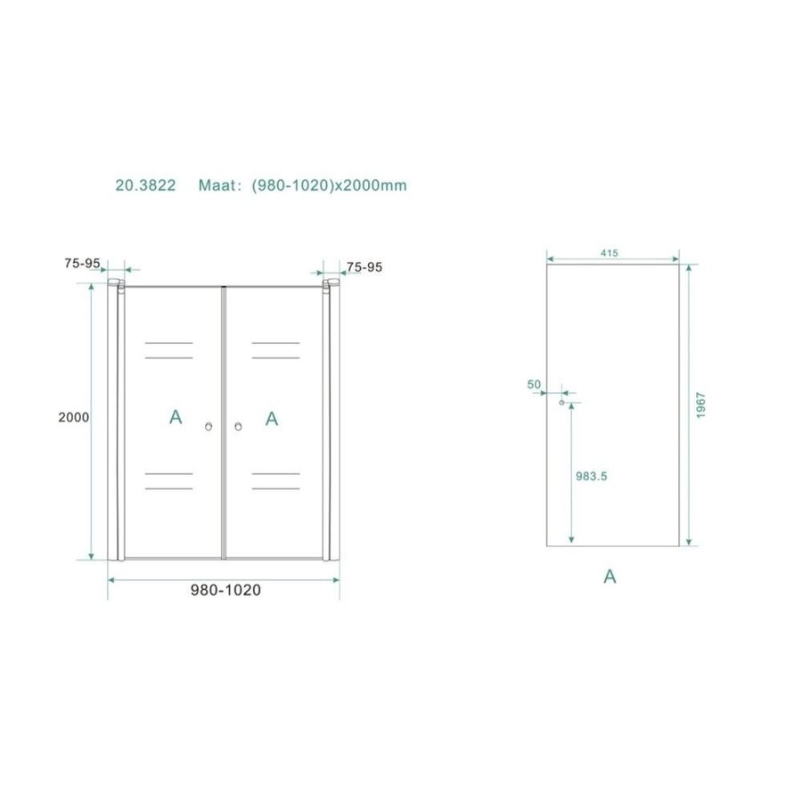 Dubbele Pendel-Nisdeur 6 Mm Nano Glas (ALLE MATEN)