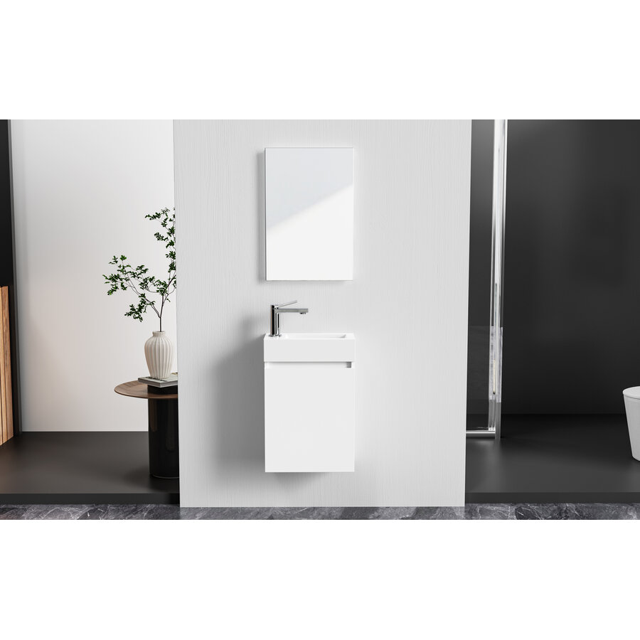 Fonteinkast Creavit Aloni Kleur Wit Onderkast Wastafel En Met Spiegel 40x22x60cm
