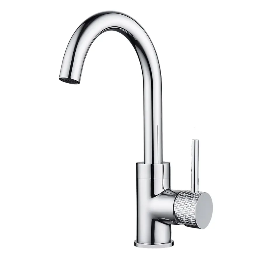 OUTLET Wastafelkraan Wiesbaden Ribbd Opbouw Met Draaibare Uitloop Chroom