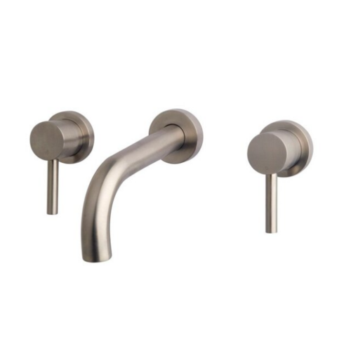 OUTLET Wiesbaden Inbouw wastafelkraan Caral Geborsteld Staal 2-knops 