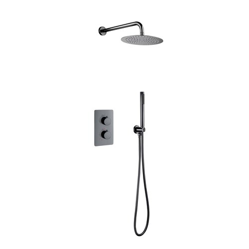 OUTLET BWS Inbouw Regendouche | Colorato | 25cm Stortdouche met Handdouche | Muuruitloop | Gunmetal | SET 
