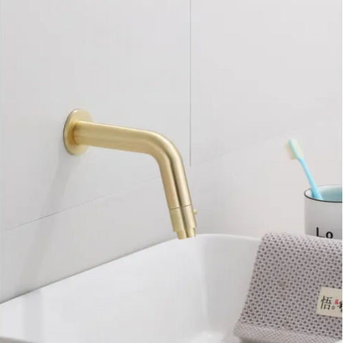 OUTLET Inbouw Fonteinkraan BWS Gold Gebogen Geborsteld Messing Mat Goud 