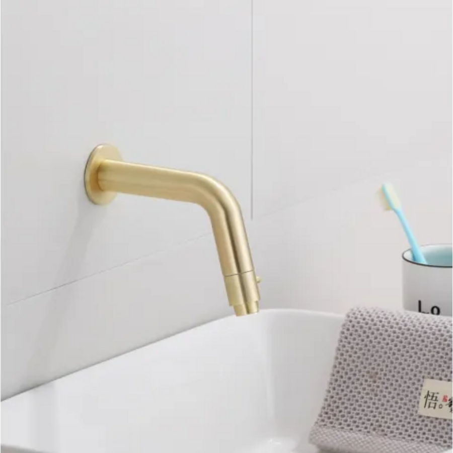 OUTLET Inbouw Fonteinkraan BWS Gold Gebogen Geborsteld Messing Mat Goud