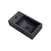 OUTLET Fontein Sanilux Quartz Recto 40x22x10 cm Mat Zwart (kraangat links)
