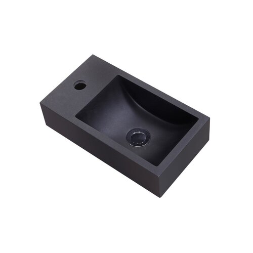 OUTLET Fontein Sanilux Quartz Recto 40x22x10 cm Mat Zwart (kraangat links) 