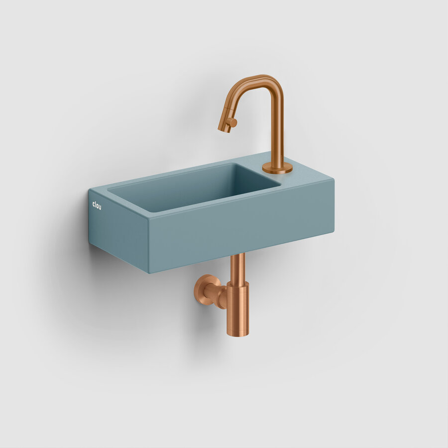 Clou Flush Fontein Met Kraangat Rechts Mat Blauw Keramiek 36 cm