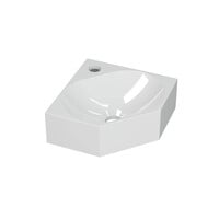 OUTLET Hoekfontein INK Matrix Polystone 1 Kraangat 27 x 27 x 10 cm Glans Wit 340434