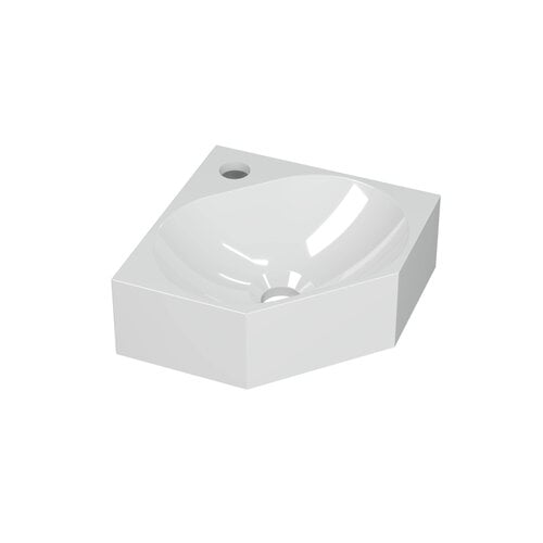OUTLET Hoekfontein INK Matrix Polystone 1 Kraangat 27 x 27 x 10 cm Glans Wit 340434 