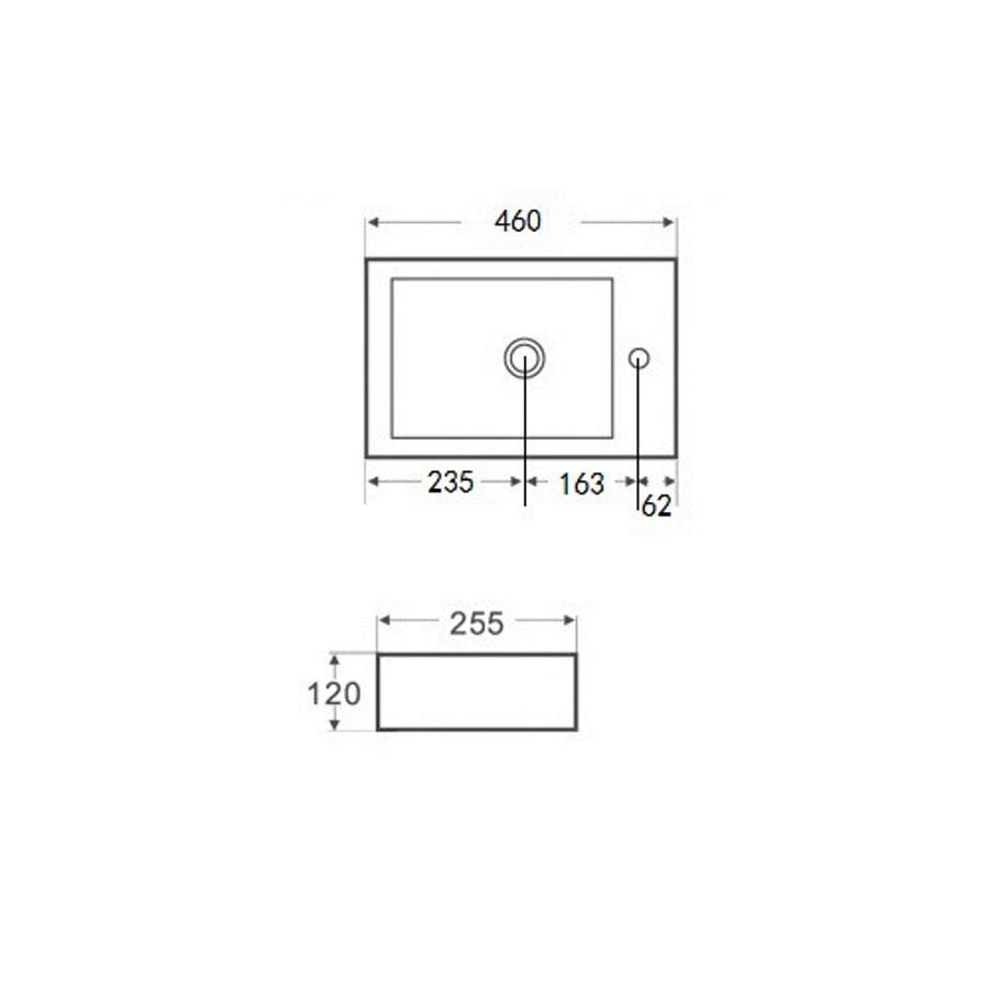 OUTLET Wiesbaden Rhea fontein rechts 455x260x120 wit