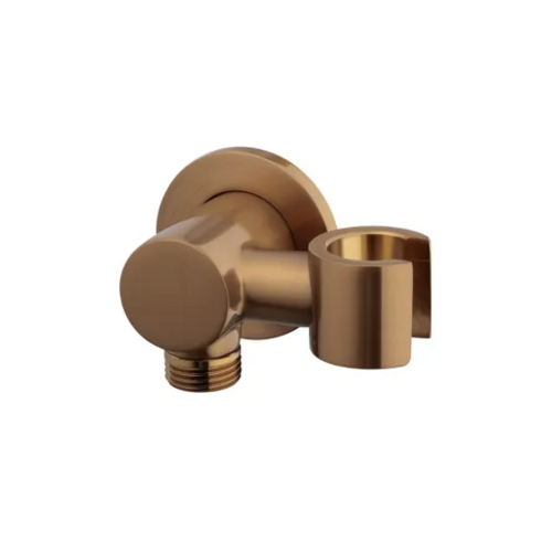 OUTLET Wandaansluitbocht Wiesbaden Nala Met Kantelbare Handdouchehouder Rond 1/2" Geborsteld Brons Koper 