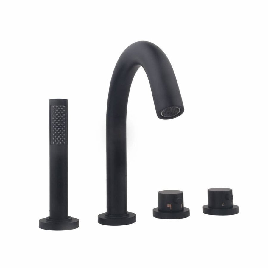 OUTLET Badrandkraan Wiesbaden Caral 4-gats Thermostatisch Afbouwset Mat Zwart