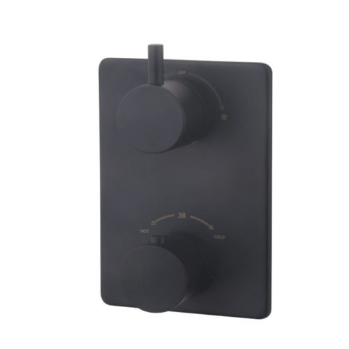 OUTLET Douchekraan Wiesbaden Caral thermostatisch afbouwdeel 2-weg Mat Zwart 