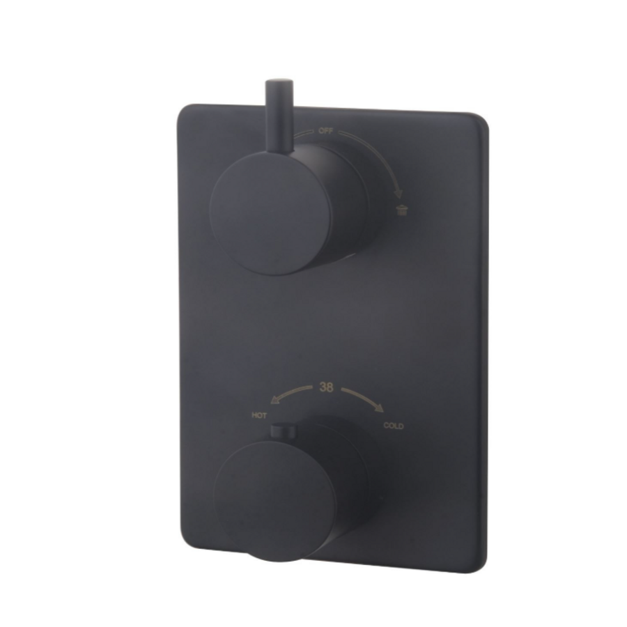 OUTLET Douchekraan Wiesbaden Caral thermostatisch afbouwdeel 2-weg Mat Zwart