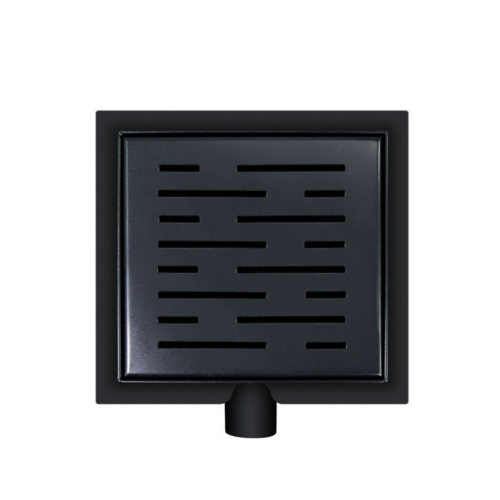 OUTLET Doucheput Wiesbaden met Flens en Zijuitlaat 15x15 cm Mat Zwart 