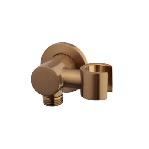 OUTLET Wandaansluitbocht Wiesbaden Nala Met Kantelbare Handdouchehouder Rond 1/2" Geborsteld Brons Koper 