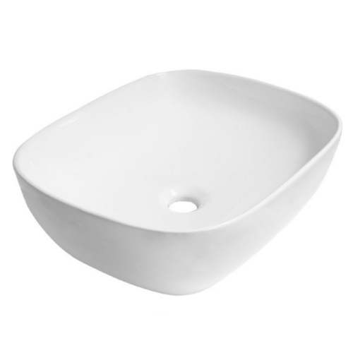 OUTLET San Vasto Waskom opbouw - 50x40x15cm - zonder overloop - rechthoek - keramiek - glanzend wit 