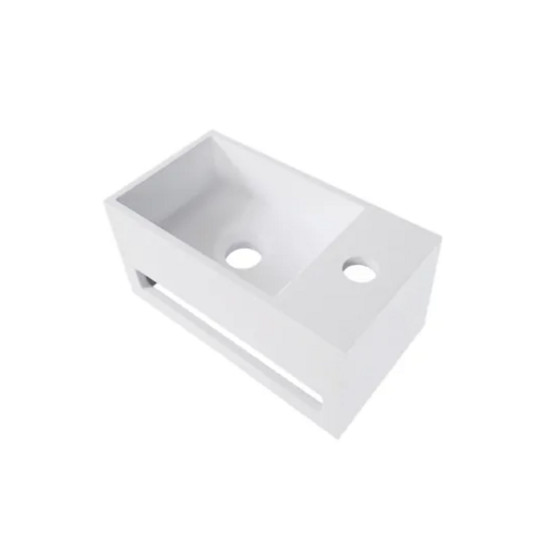 OUTLET Fontein met Handdoekhouder Wiesbaden Solid Surface (kraangat rechts) 35.6x20.3x15.9 cm Mat Wit 