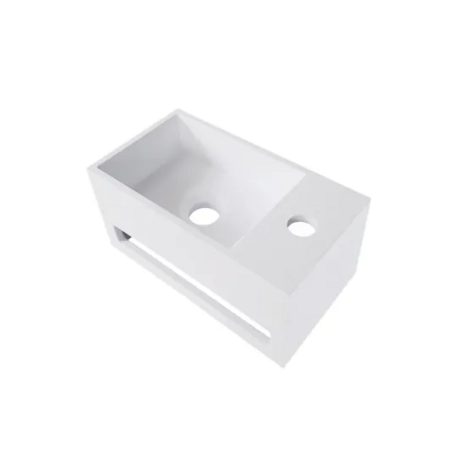 OUTLET Fontein met Handdoekhouder Wiesbaden Solid Surface (kraangat rechts) 35.6x20.3x15.9 cm Mat Wit