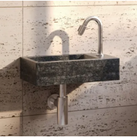 OUTLET Fonteinset Compleet | Hardsteen | 40x23x11 cm | Rechts | Chroom