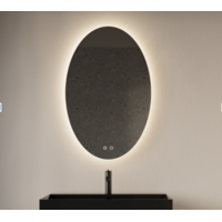 OUTLET Badkamerspiegel Gliss Oval VERTICAAL LED Verlichting Met Spiegelverwarming 100x60 cm