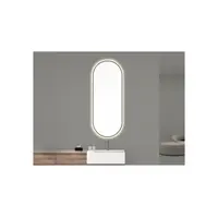 OUTLET Ovale Spiegel Wiesbaden Nomi met Dimbare LED Verlichting en Spiegelverwarming 50 x 100 cm Mat Zwart