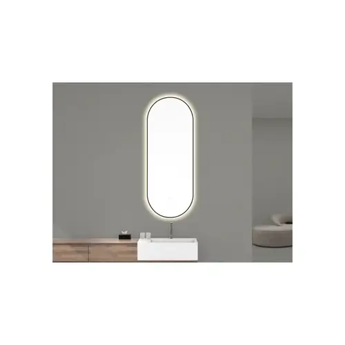 OUTLET Ovale Spiegel Wiesbaden Nomi met Dimbare LED Verlichting en Spiegelverwarming 50 x 100 cm Mat Zwart 