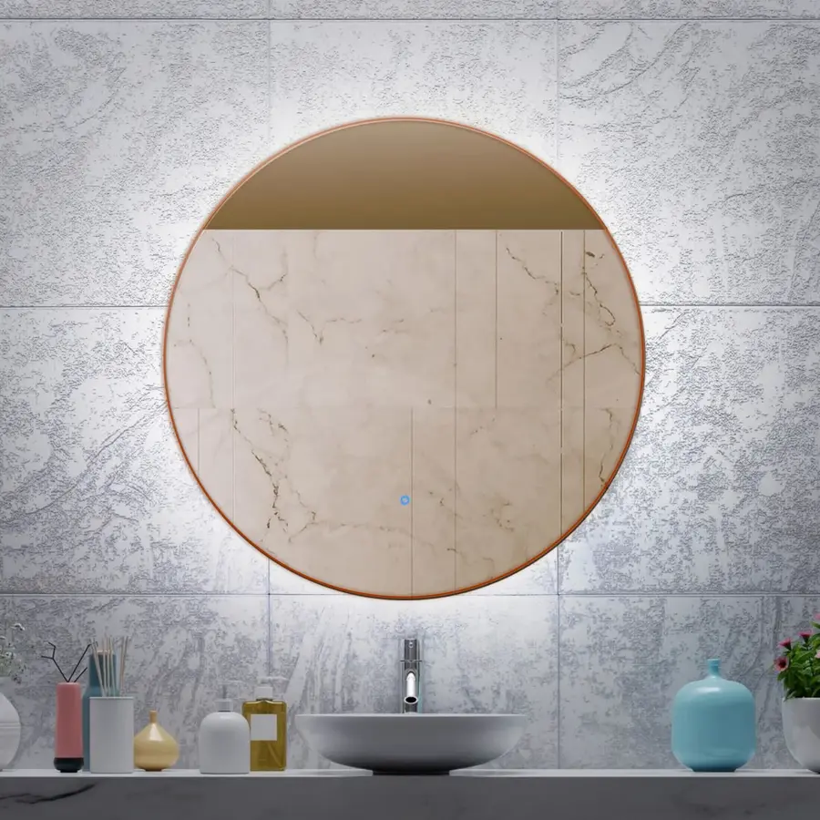 OUTLET Spiegel Gliss Design Oko Koper Rond LED Verlichting 80 cm