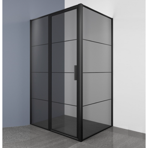 OUTLET Douchecabine Frame 120x100cm Mat Zwart / Rookglas 