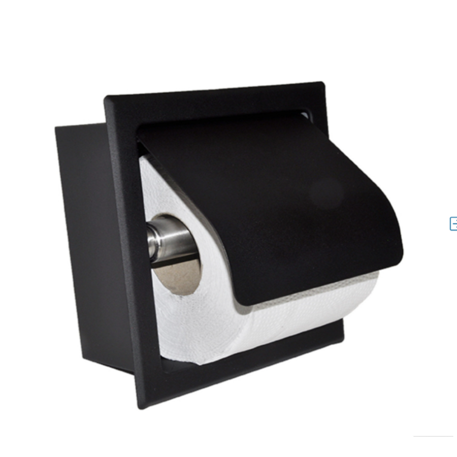 OUTLET Inbouw Toiletrolhouder Wiesbaden Sunk met Klep Mat Zwart