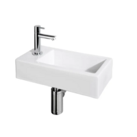 OUTLET Fonteinset Differnz Helios Links 37.5x18.5x9.5 cm Keramiek Wit (inclusief kraan sifon en afvoer)